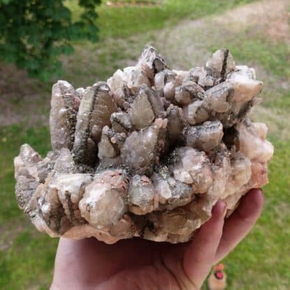 Pyrite sur Calcite, Carrière de Ferques, Pas-de-Calais.