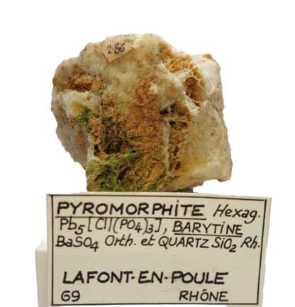 Pyromorphite, Barytine et Quartz, Lafont-en-Poule, Rhône.