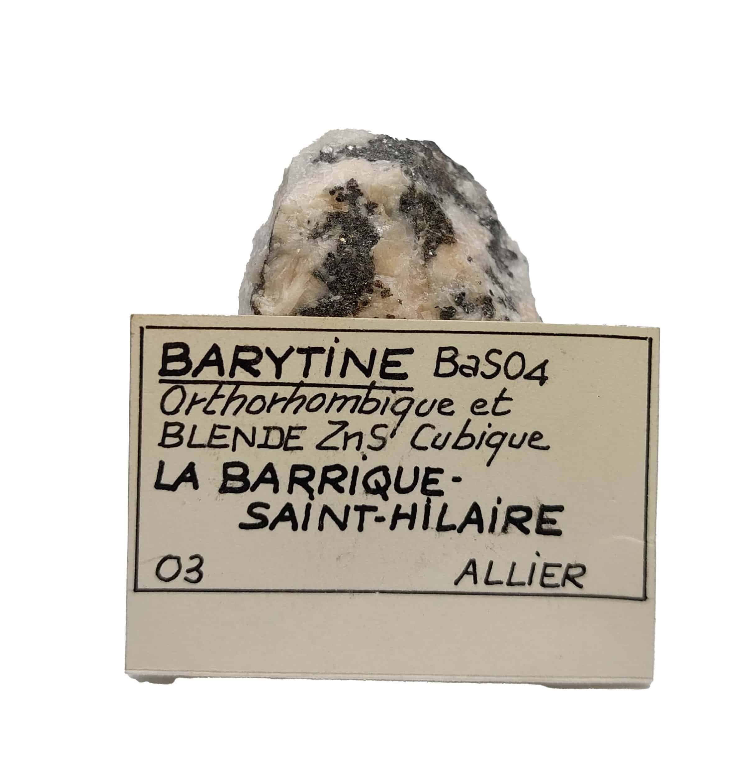 Barytine et Blende, La Barrique, Saint-Hilaire, Allier.