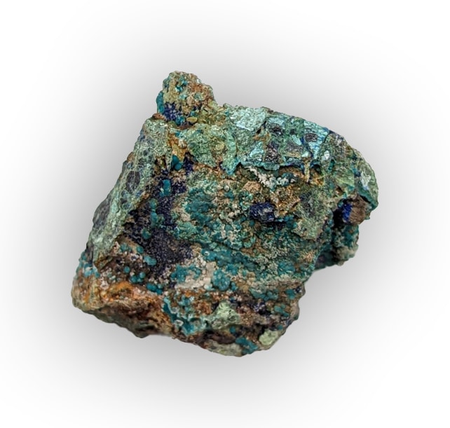 Lot de Smithsonite, Bindheimite, Rosasite, Bournonite et Malachite, La Sanguinède, Montdardier, Gard.