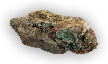 Lot de Smithsonite, Bindheimite, Rosasite, Bournonite et Malachite, La Sanguinède, Montdardier, Gard.