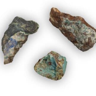 Lot de Blende, Cérusite, Smithsonite, Malachite et Azurite, La Sanguinède, Montdardier, Gard.