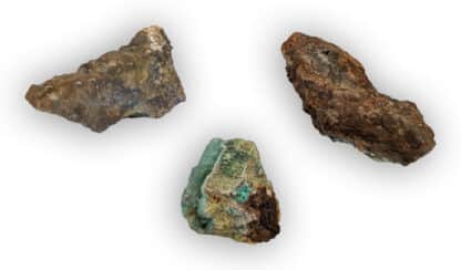 Lot de Blende, Cérusite, Smithsonite, Malachite et Azurite, La Sanguinède, Montdardier, Gard.