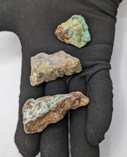 Lot de Blende, Cérusite, Smithsonite, Malachite et Azurite, La Sanguinède, Montdardier, Gard.