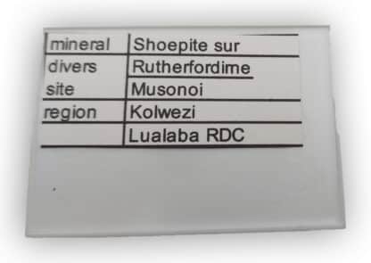 Shoepite et Rutherfordine, Musonoi, Kolwezi, Katanga, Congo (RDC).