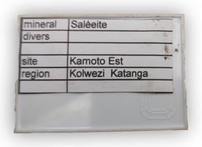Saléeite et Métatorbernite, Kamoto Est, Kolwezi, Katanga, Congo (RDC).