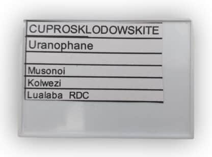 Cuprosklodowskite et Uranophane, Musonoi, Kolwezi, Katanga, Congo (RDC).