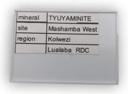 Tyuyamunite et Malachite, Mashamba West, Kolwezi, Katanga, Congo (RDC).