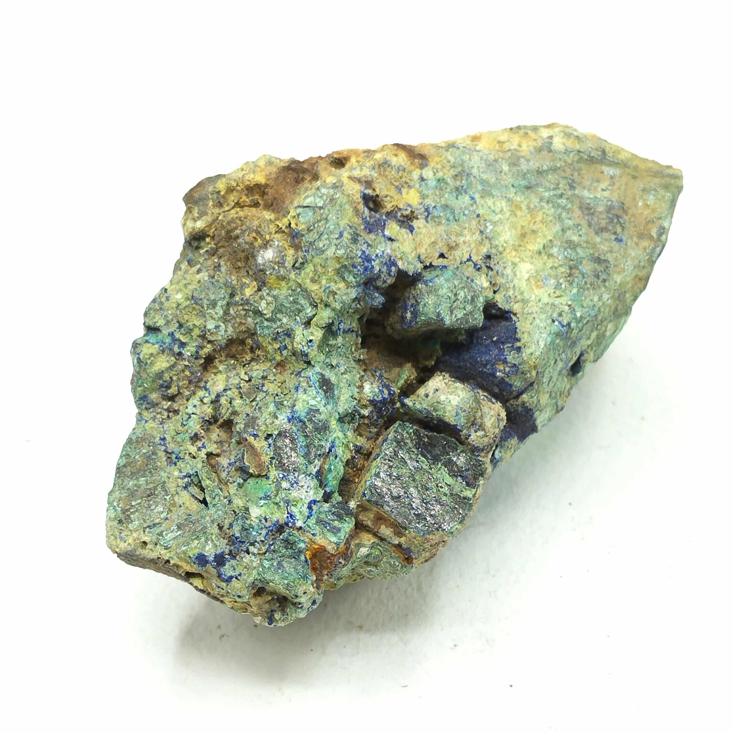 Bournonite, Azurite et Bindheimite, La Sanguinède, Saint-Laurent-le-Minier, Gard.