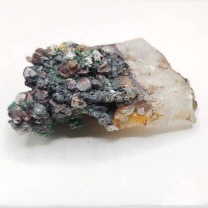 Cérusite et Malachite sur Baryte, La Caune des Causses, Palairac, Aude.