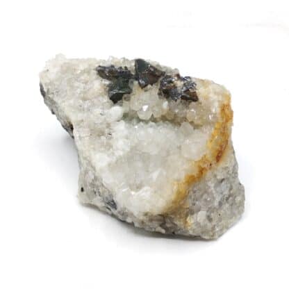 Tetraédrite sur Quartz, Marsanges, Langeac, Haute-Loire.