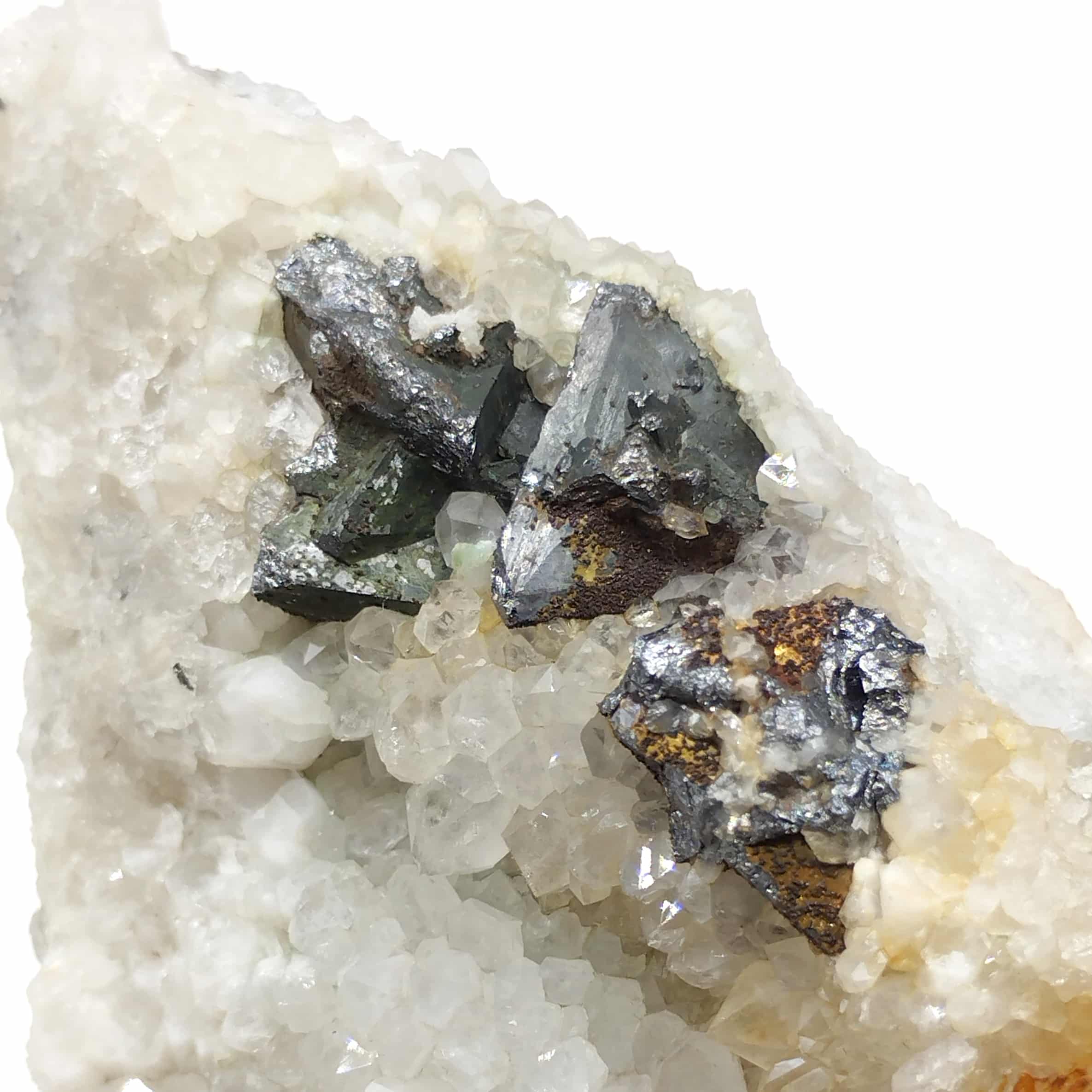 Tetraédrite sur Quartz, Marsanges, Langeac, Haute-Loire.