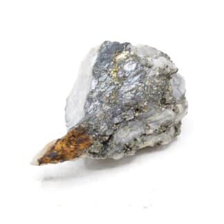 Bismuthinite et Pyrite, Les Chèzes, Meymac, Corrèze.