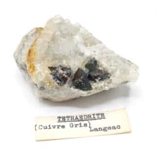 Tetraédrite sur Quartz, Marsanges, Langeac, Haute-Loire.