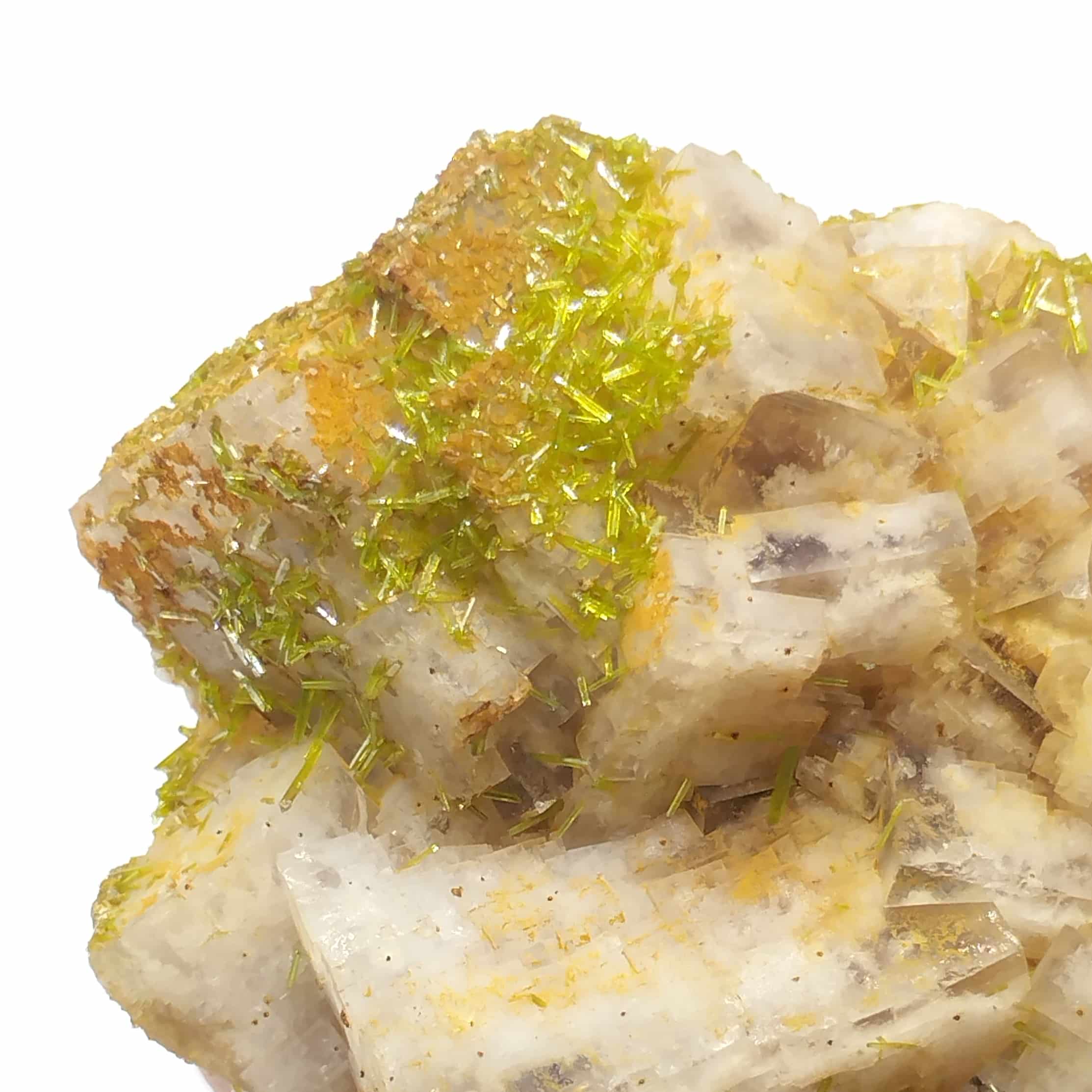 Pyromorphite & Baryte sur Fluorine (Fluorite), Chaillac, Indre.