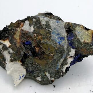 Azurite, tétraédrite, chalcopyrite, le Mas Dieu, Gard.