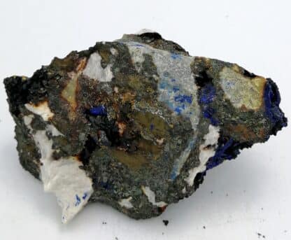 Azurite, tétraédrite, chalcopyrite, le Mas Dieu, Gard.