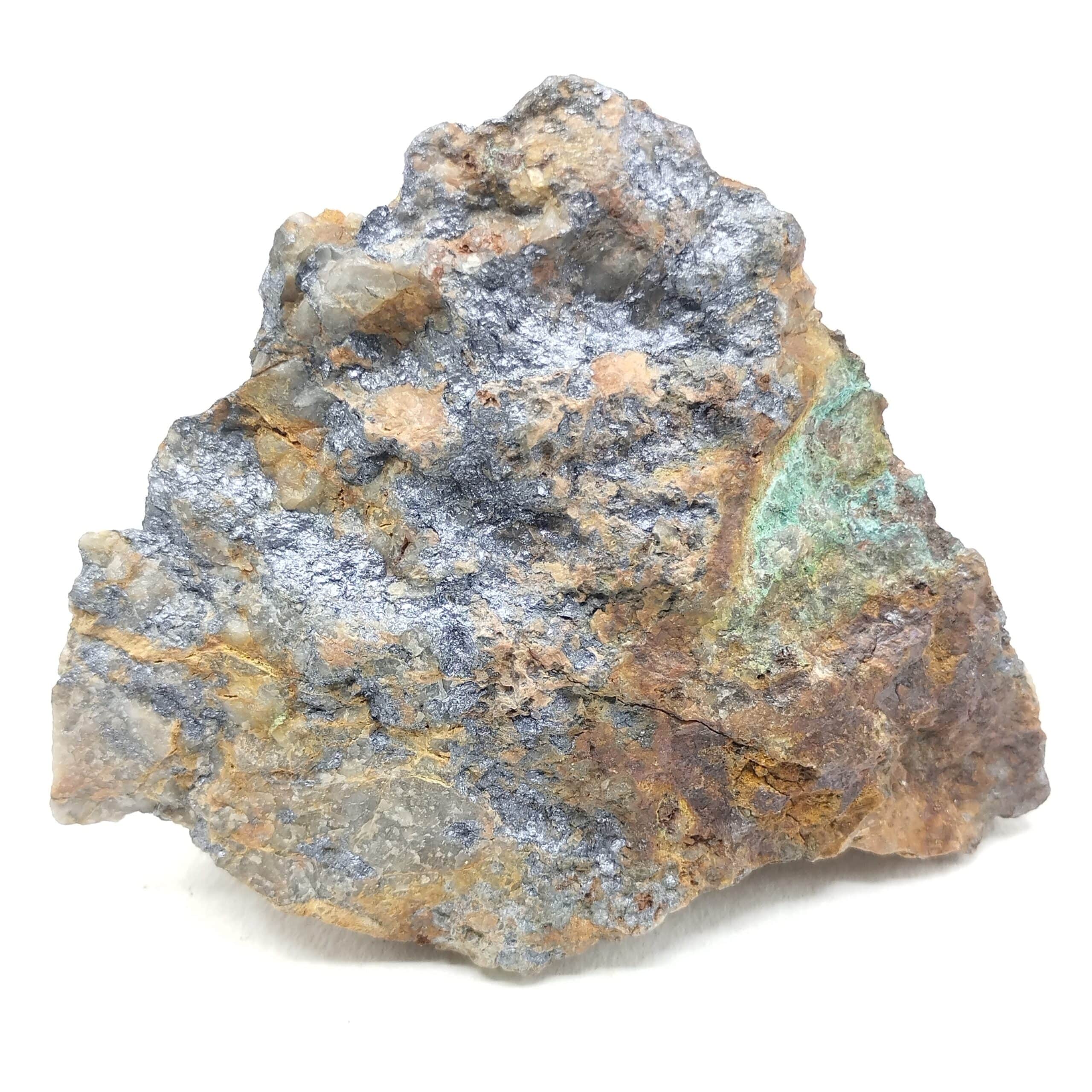 Molybdénite & Brochantite, Mine de Château-Lambert, Haute-Saône.
