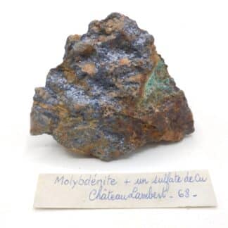 Molybdénite & Brochantite, Mine de Château-Lambert, Haute-Saône.