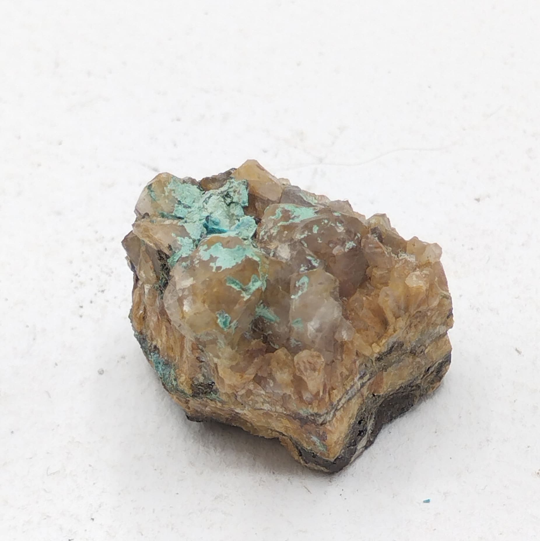 Langite sur Chrysocolle & Malchite, Mollau, Haut-Rhin, Vosges.