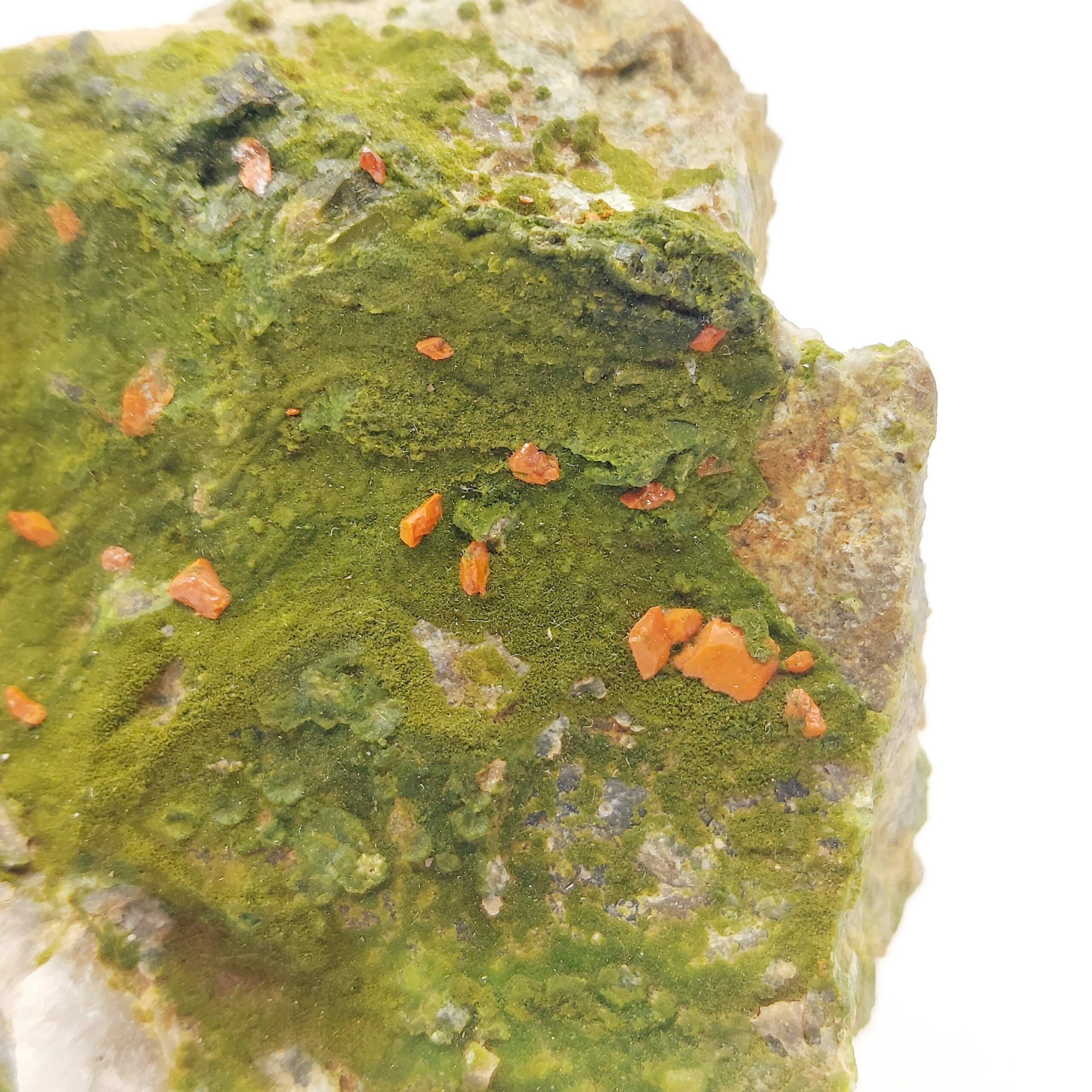 Pyromorphite et Crocoïte de Nontron, Dordogne.