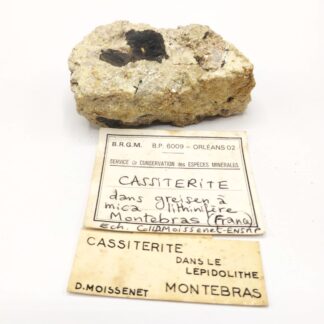 Cassitérite dans mica, Montebras, Creuse.