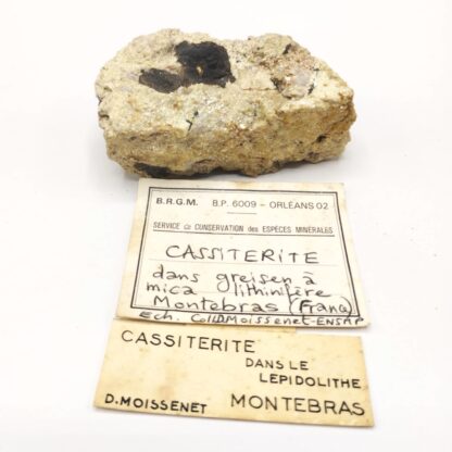 Cassitérite dans mica, Montebras, Creuse.