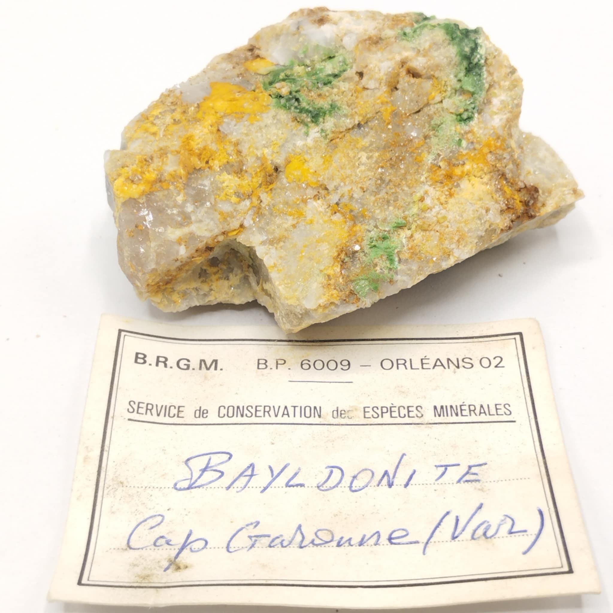 Bayldonite, Mine de Cap Garonne, Le Pradet, Var.