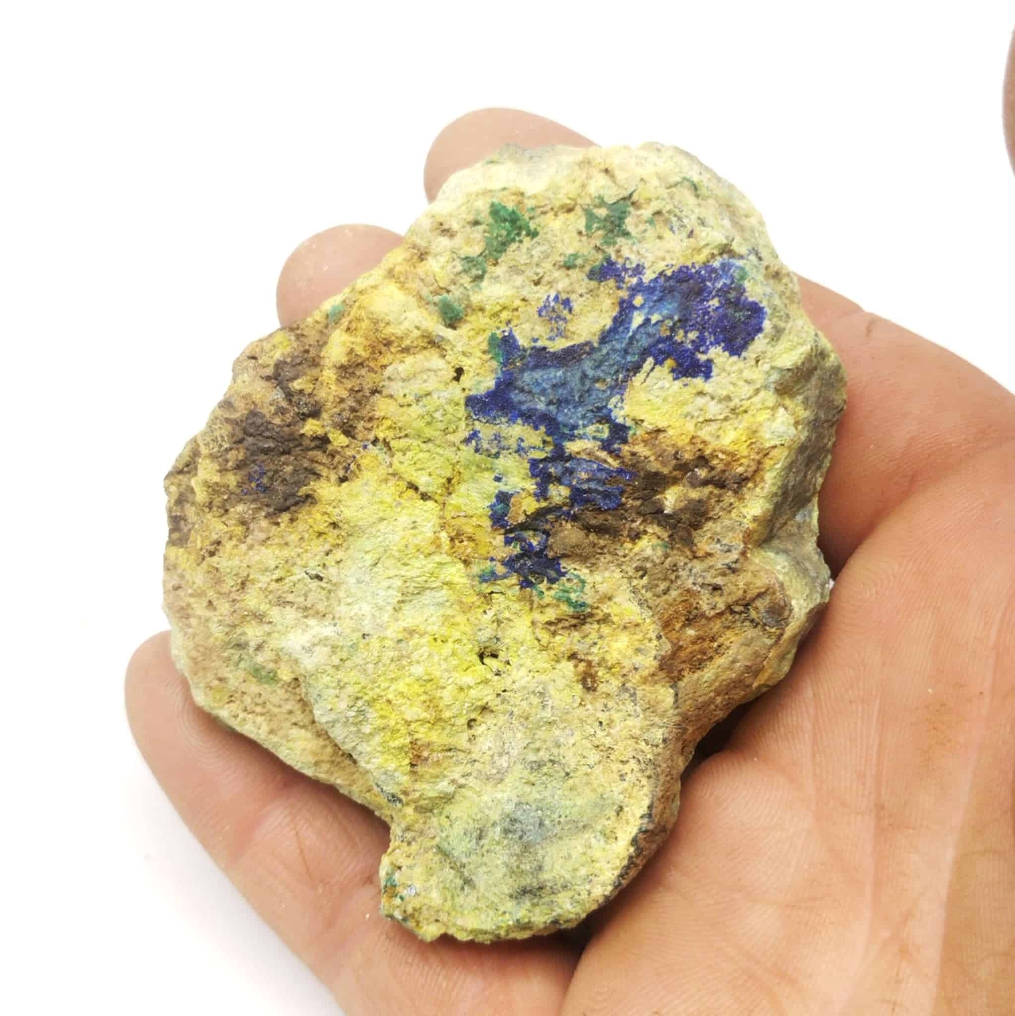 Bindhéimite & Azurite après Bournonite, La Sanguinède, Gard.