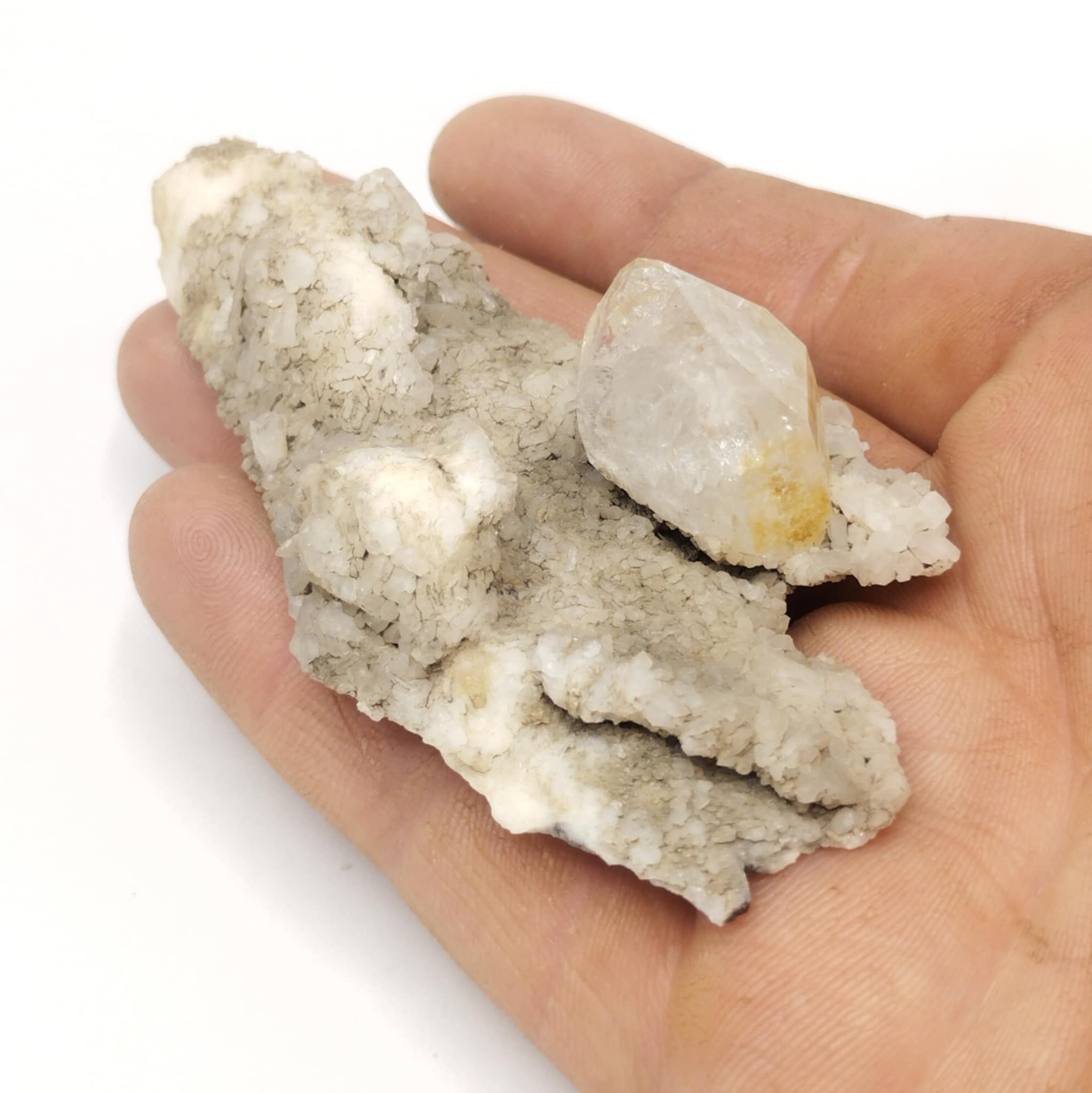 Quartz sur Calcite, Les Aravis, Haute-Savoie.