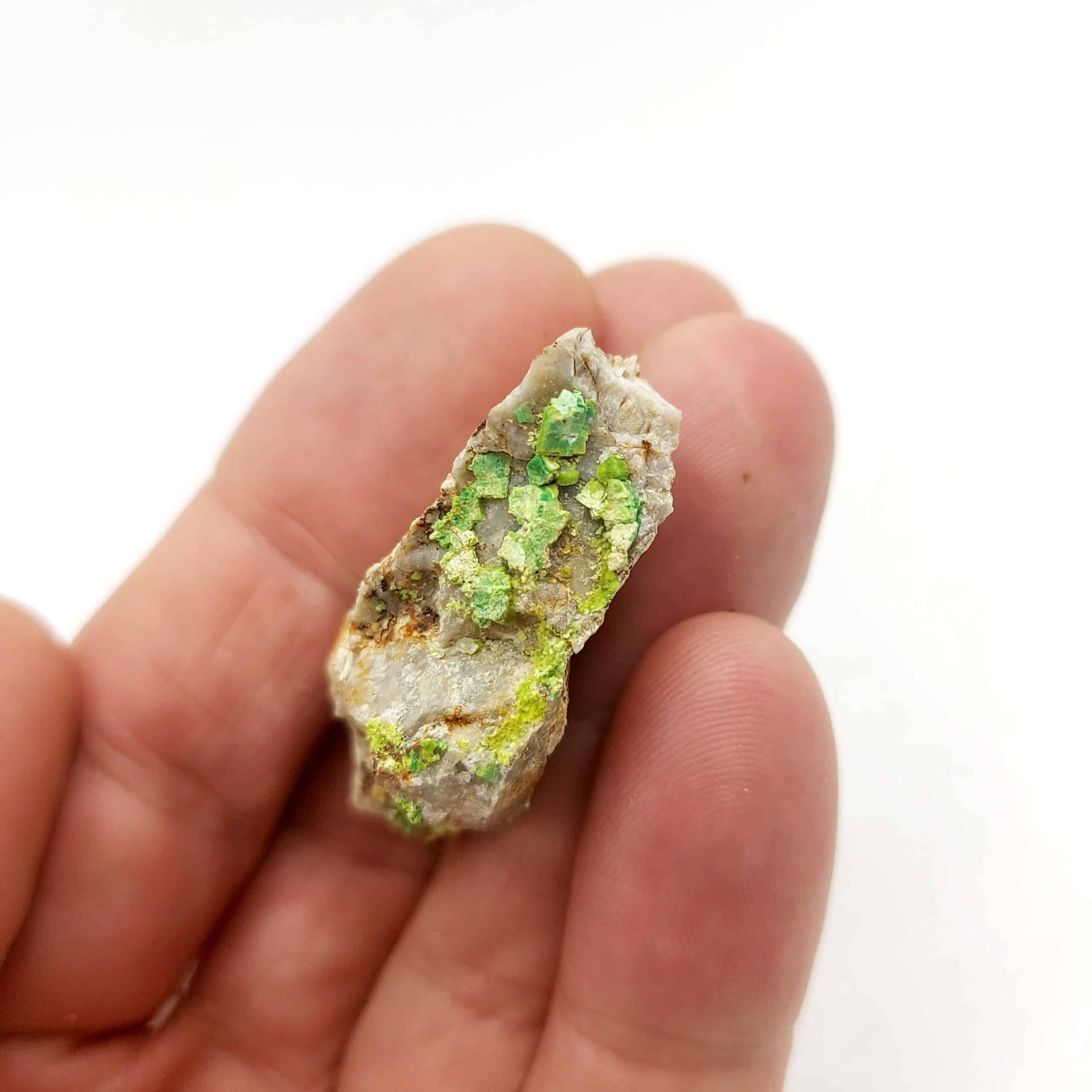 Torbernite, La Pigeyre, Altier, Mende, Lozère.