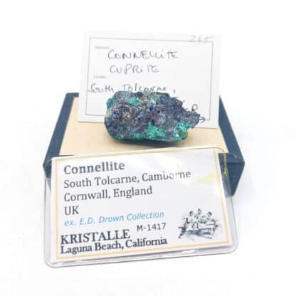Connellite et Cuprite, Mine de South Tolcarne, Cornouailles, Royaume-Uni.