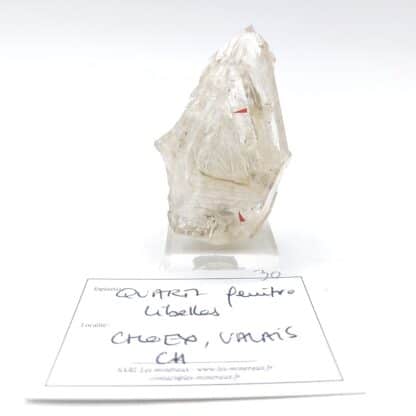 Quartz fenêtre avec bulle mobile, carrière Choëx, Val d’Illiez, Valais (Suisse).