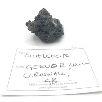 Chalcocite, Mine Geevor, Pendeen, St Just, Cornouailles, Angleterre, Royaume-Uni.