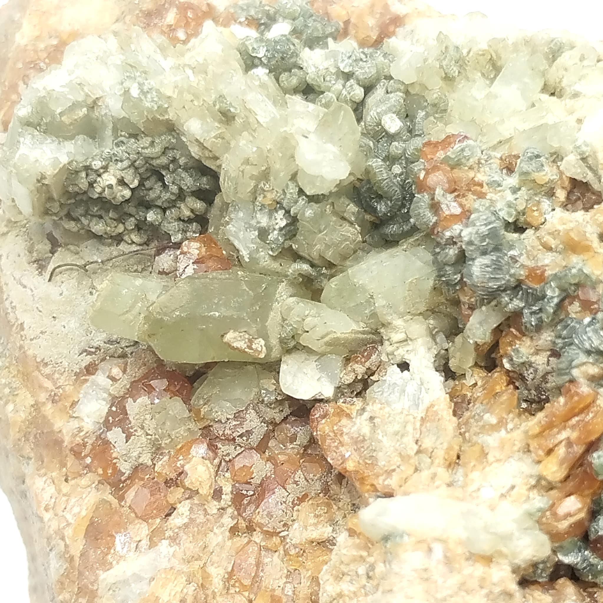 Diopside, Grenat & Chlinoclore, Val d’Ala, Piedmont, Italie.