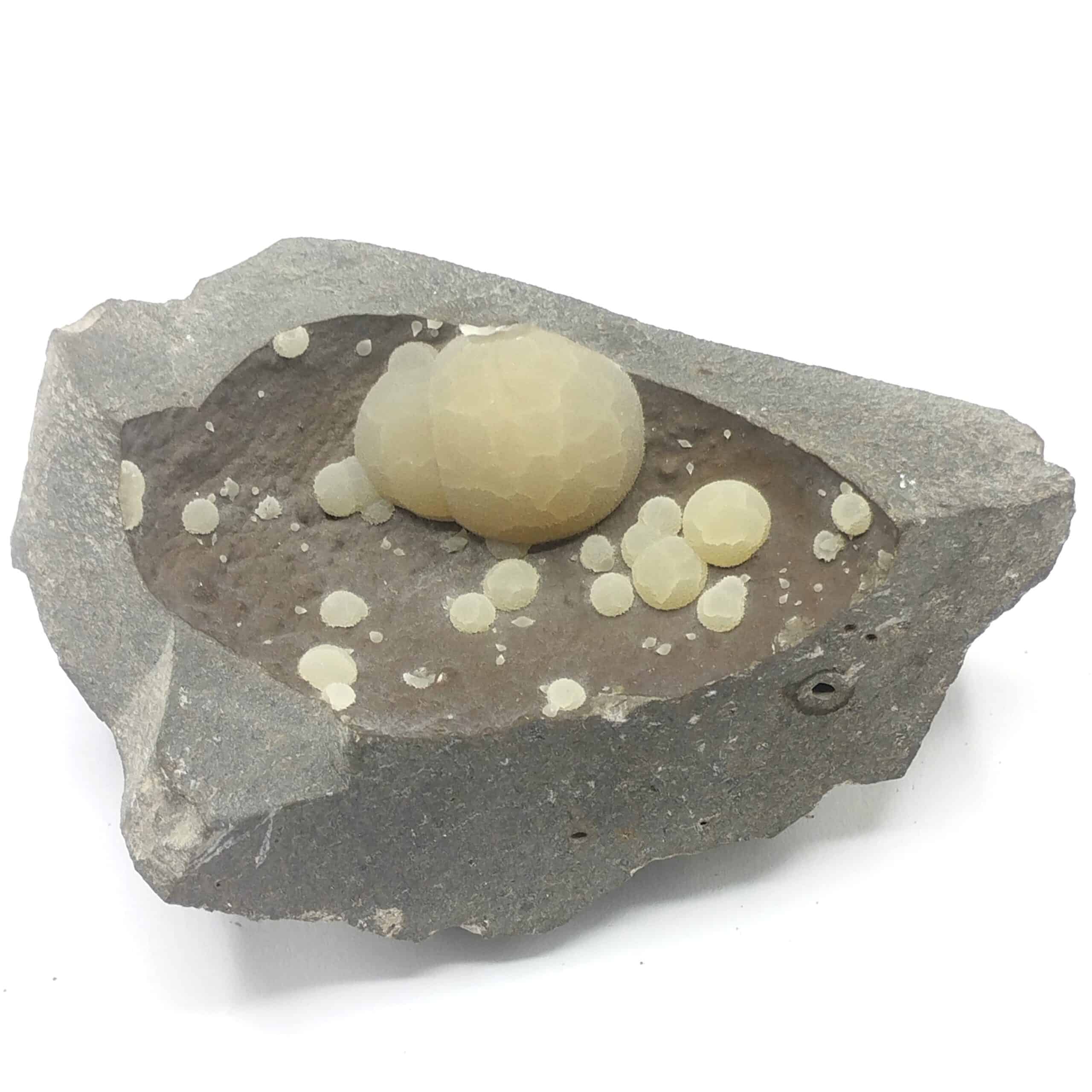 Calcite (vatérite), Montalto di Castro, Toscane, Italie.