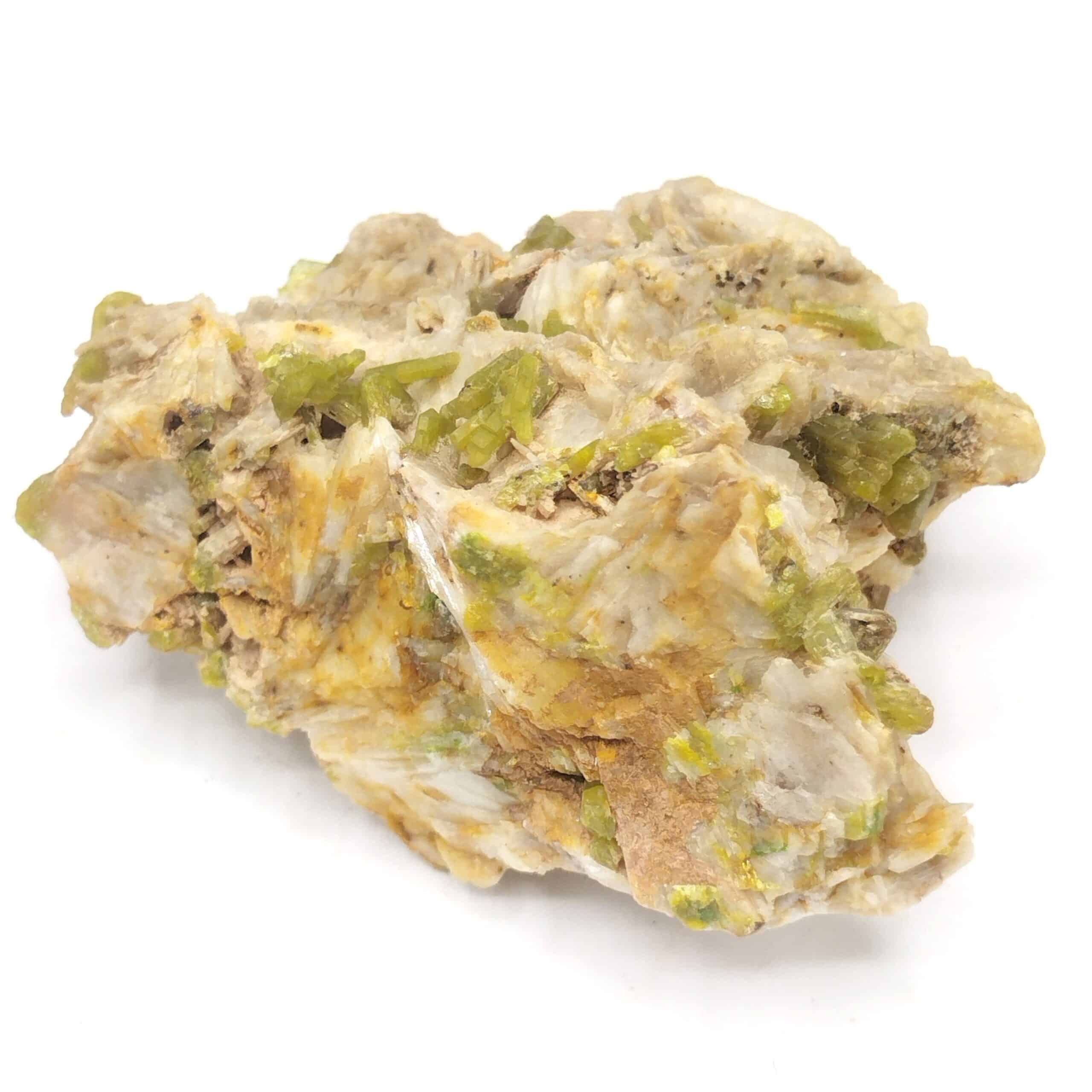 Pyromorphite sur Baryte (Barytine), Steinbach, Haut-Rhin.