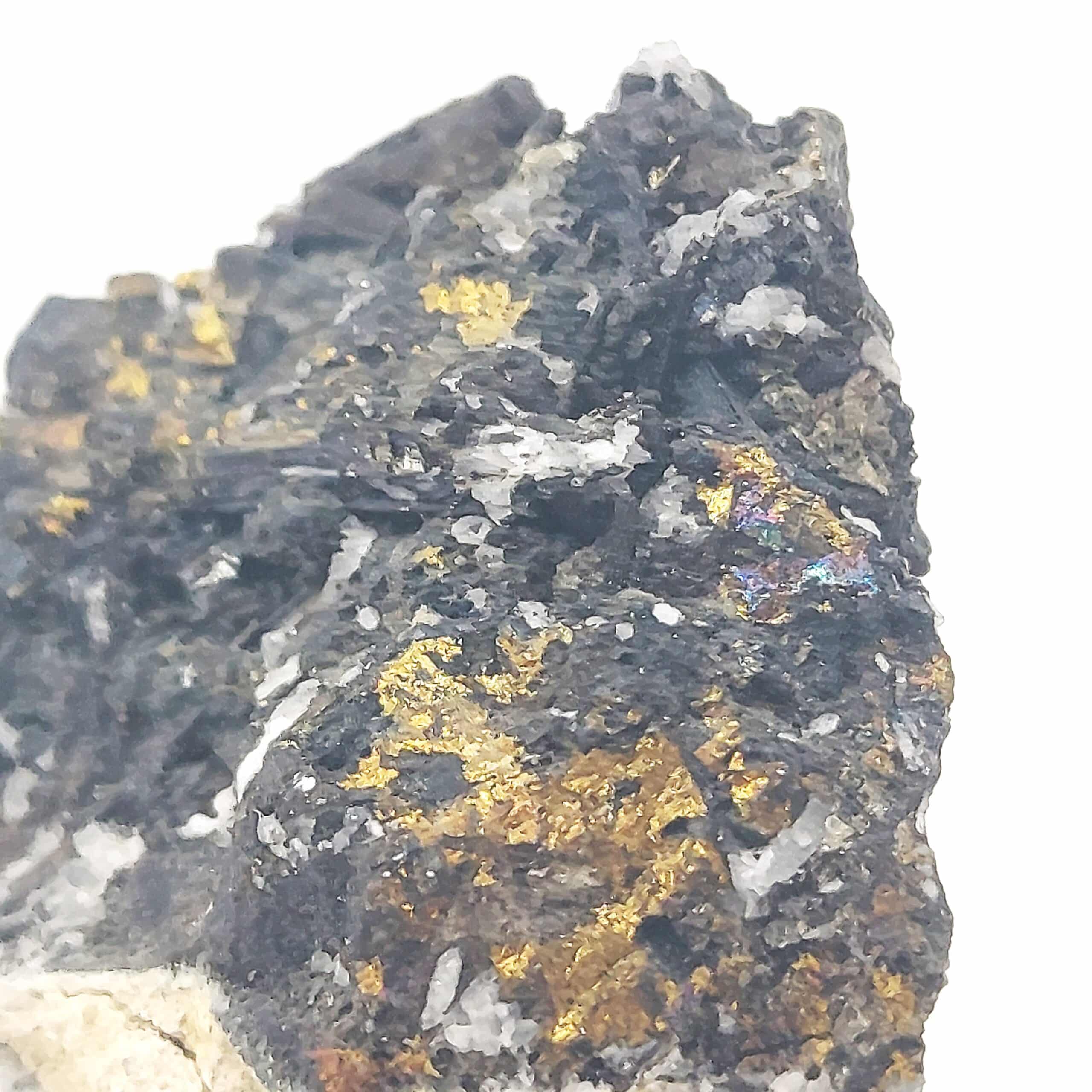 Bismuthinite, Chalcopyrite, Fowey Consols de Cornouailles, Royaume-Uni.