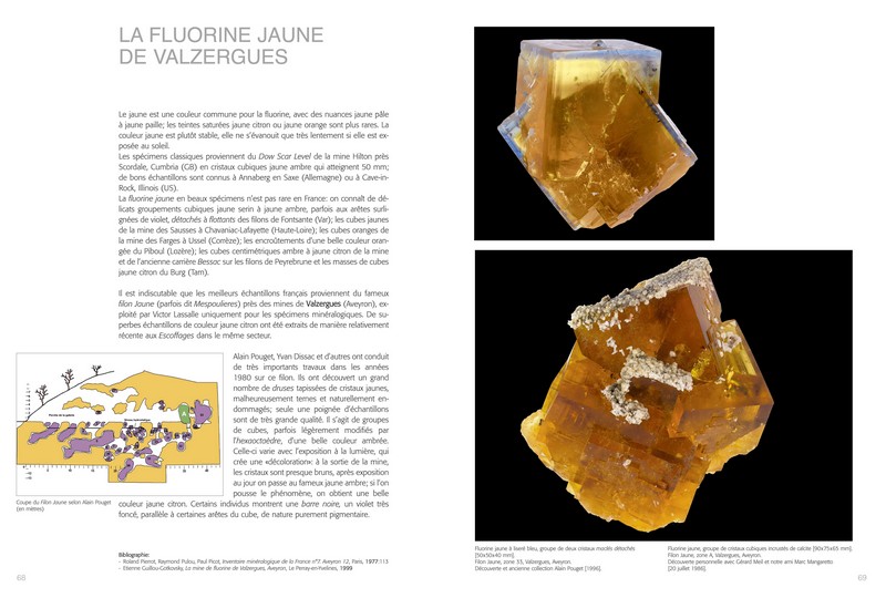 Livre sur les minéraux : la fluorine de Valzergues (Aveyron).